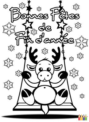 Carte Coloriage Renne : Envoyer une Carte De Noël Enfant dès 0,99